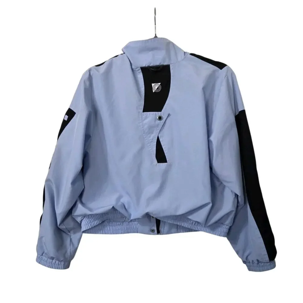 Jamie Sadock Light Blue Full Zip Boxy Sporty Short Golf Jacket, Petite Meidum